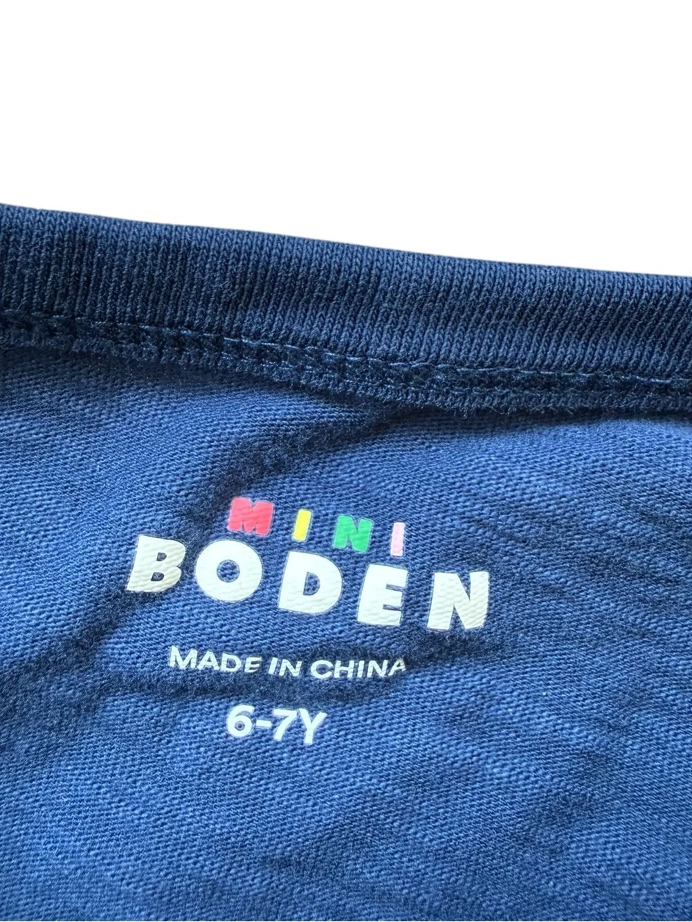 Mini Boden Boys Layered Look Pocket Tee Shirt Blue Gray Varsity Stripe 6-7Y